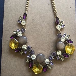 Multi color, multi shape gold necklace